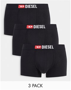 Набор из 3 черных боксеров брифов с логотипом на поясе Diesel