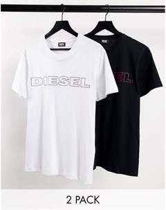 Набор из 2 футболок для дома черного белого цвета с логотипом на груди Diesel
