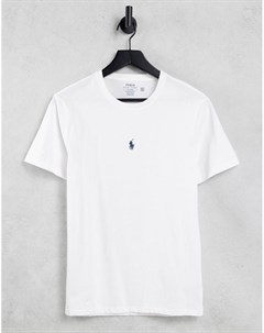 Белая футболка с фирменным логотипом по центру Polo ralph lauren