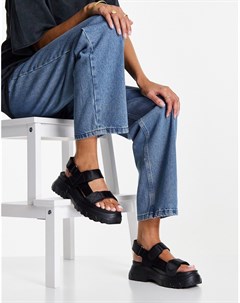 Черные сандалии с двумя ремешками и толстой подошвой Flavia Asos design