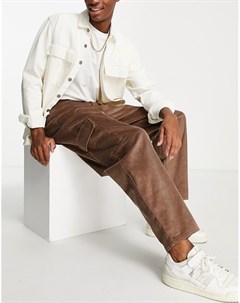 Коричневые брюки из вельвета с широкими штанинами Asos design