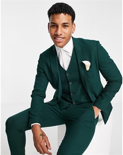 Зеленый супероблегающий фактурный пиджак wedding Asos design
