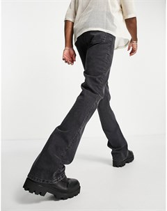 Черные выбеленные джинсы клеш Asos design