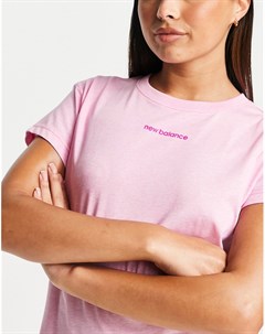 Розовая футболка с круглым вырезом и маленьким логотипом Relentless New balance