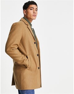 Светло коричневое пальто из смесовой шерсти Originals Jack & jones