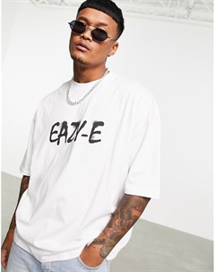 Белая oversized футболка с надписью Easy E Asos design
