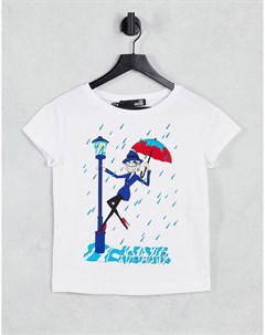 Белая футболка с принтом в виде зонтика Love moschino