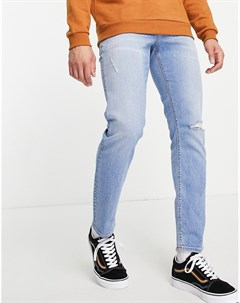 Узкие эластичные джинсы светлого выбеленного оттенка с рваной отделкой изготовленные с уменьшенным р Asos design