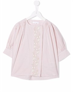 Полосатая блузка с цветочной вышивкой Chloé kids