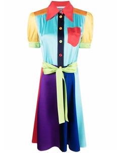 Платье рубашка с поясом и вставками Moschino