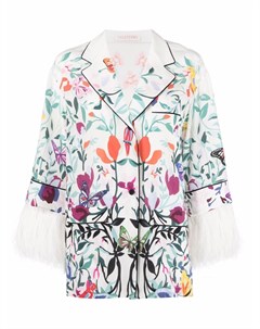 Рубашка с цветочным принтом и перьями Valentino