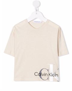 Укороченная футболка с логотипом Calvin klein kids