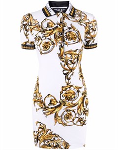 Платье с воротником поло и принтом Baroque Versace jeans couture