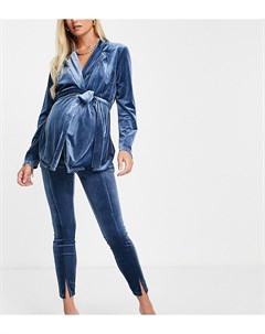 Синие узкие бархатные брюки для беременных ASOS DESIGN Maternity Asos maternity