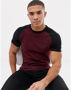 Облегающая бордовая футболка с круглым вырезом и рукавами реглан Asos design