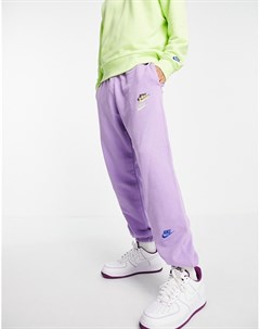 Сиреневые джоггеры в стиле casual с манжетами и логотипами разных цветов Essential fleece Nike