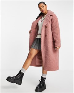 Пальто из искусственного меха под овчину розового цвета Urbancode