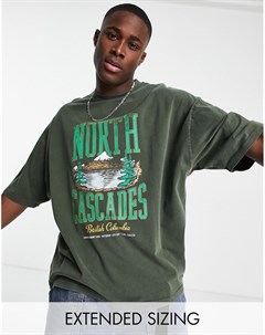 Oversized футболка выбеленного зеленого цвета с винтажным принтом Asos design