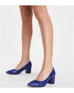 Туфли на каблуке синего цвета со змеиным принтом Elodie Simply be wide fit