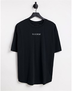 Черная футболка бойфренда с логотипом Elle sport