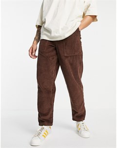 Коричневые брюки широкого кроя из вельвета с крупной фактурой Asos design