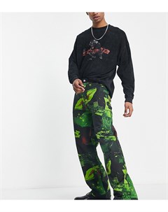 Свободные брюки в стиле 90 х с заниженной талией и абстрактным принтом Collusion