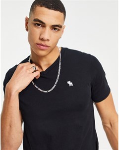 Черная футболка с V образным вырезом Abercrombie & fitch
