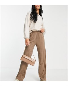 Брюки цвета мокко с широкими штанинами в рубчик от комплекта Vero moda tall