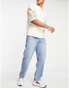 Свободные джинсы синего выбеленного цвета с потертостями Asos design