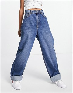 Голубые выбеленные oversized джинсы из органического смесового хлопка в винтажном стиле Topshop