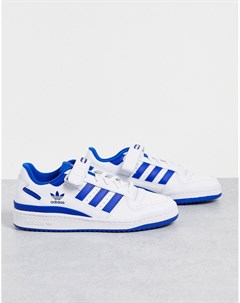 Белые низкие кроссовки с синими вставками Forum Adidas originals