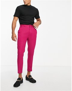 Узкие строгие брюки из крепа цвета фуксии с завышенной талией Asos design