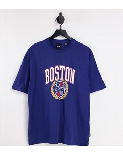 Oversized футболка темно синего цвета с принтом Boston Эксклюзивно для ASOS Only & sons