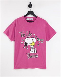 Розовая футболка в стиле oversized x Peanuts Too Cute Vintage supply