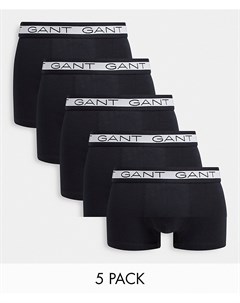 5 пары боксеров брифов черного цвета с фирменным поясом Gant