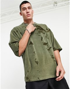 Зеленая oversized футболка из махровой ткани с принтом тай дай Asos design