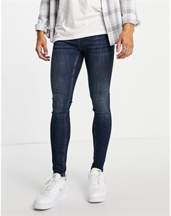 Супероблегающие джинсы темного оттенка Topman