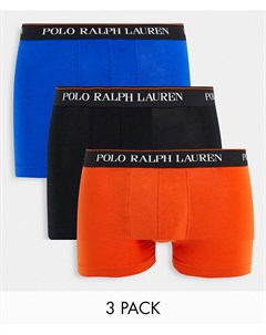 Комплект из 3 боксеров брифов с логотипом на поясе черного оранжевого и синего цветов Polo ralph lauren
