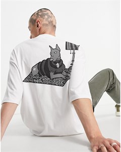 Белая oversized футболка с принтом собаки Crooked tongues