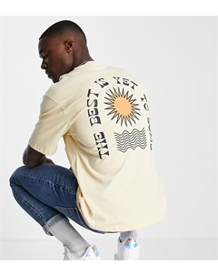 Песочная oversized футболка с принтом солнца на спине эксклюзивно для ASOS Only & sons