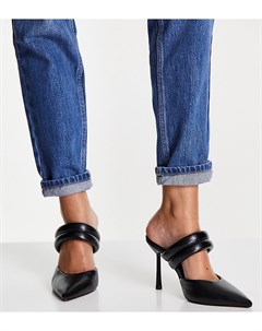 Черные мюли на каблуке с мягкими ремешками для широкой стопы Paxton Asos design