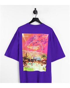 Темно фиолетовая oversized футболка с принтом Collusion