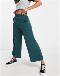 Темно зеленые укороченные брюки с широкими штанинами Cilla Monki
