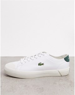Бело зеленые кожаные кроссовки Lacoste