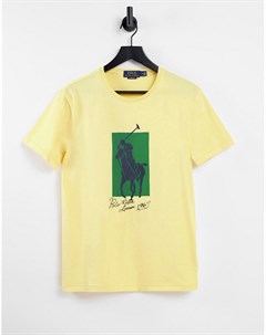 Желтая футболка с крупным принтом игрока в поло Polo ralph lauren