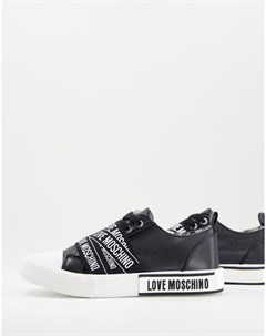 Черные кроссовки на шнуровке с несколькими разноцветными логотипами Love moschino