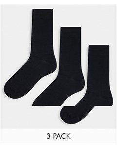 Набор из 3 пар черных носков из смесового органического хлопка Selected homme