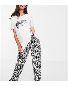 Черно белая пижама с брюками с леопардовым принтом Maternity Rather Be Sleeping Loungeable