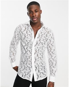 Кружевная приталенная рубашка белого цвета Barrio Twisted tailor