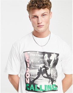 Белая oversized футболка с принтом The Clash London Calling Topman